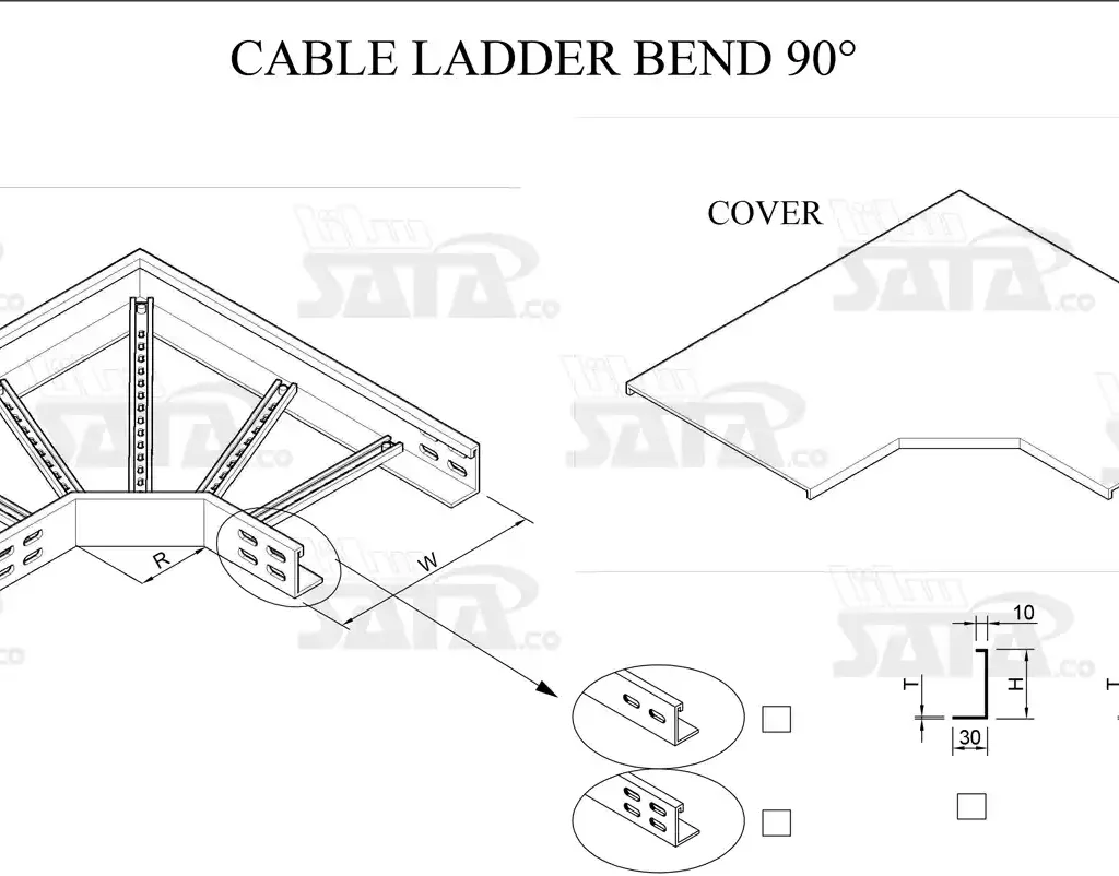 زانویی 90 درجه نردبان کابل